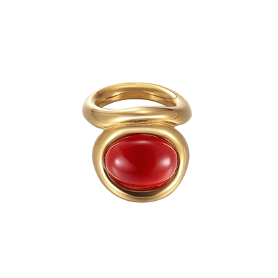 Eleganter Goldener Ring mit Roter Stein Für Frauen