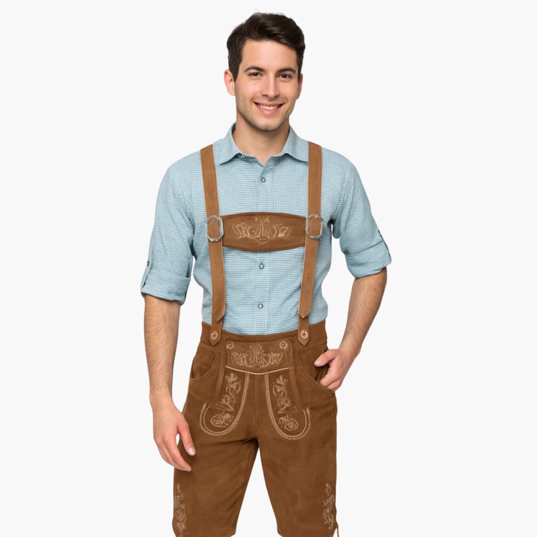 Helle Kniebund Lederhose für Herren - Oktoberfest 2025