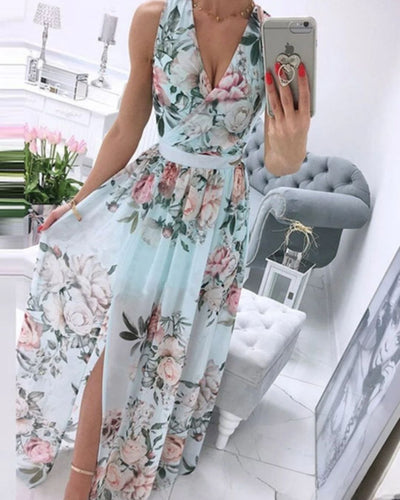 Julia® | Ärmelloses Strandkleid für Damen mit tiefem V-Ausschnitt