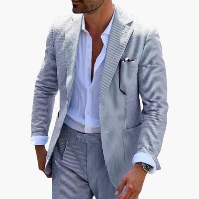 Herren Sommeranzug zweiteilig mit Nadelstreifen und Slim Fit