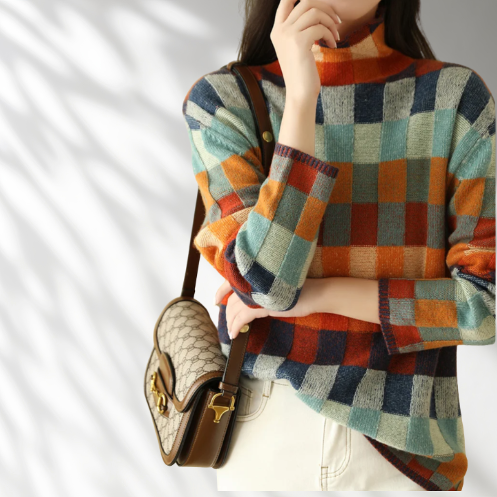 Mathylda - Rollkragenpullover im Karomuster