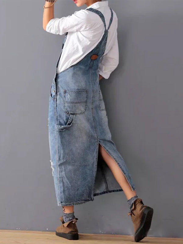 Denim-Overallkleid mit Verstellbaren Trägern für Damen