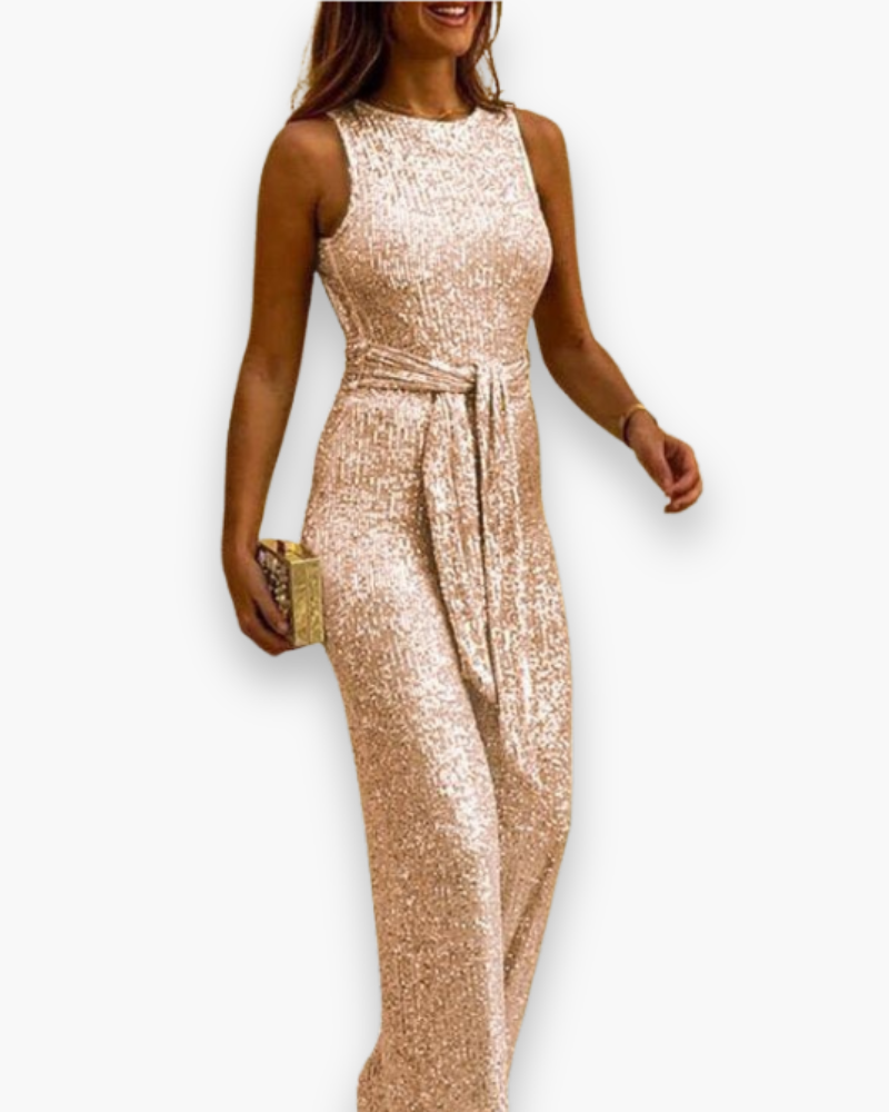 Damen Eleganter Glitzer Jumpsuit | Festlich Hochzeitsmode