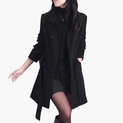 Damen Trenchcoat mit Gürtel und doppelten Knöpfen