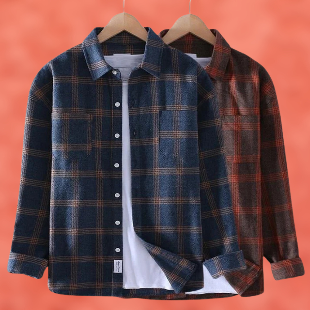 Erwann- Kariertes Overshirt in Rostbraun