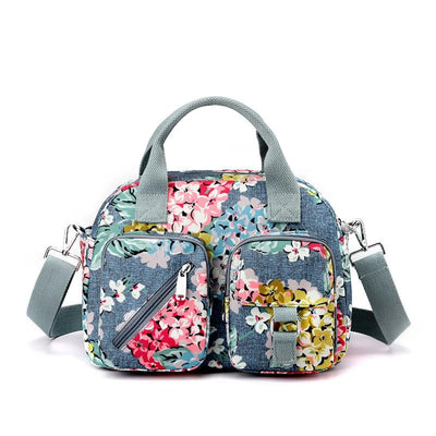 Damen Umhängetasche mit mehreren Fächern und Blumendruck - Elora