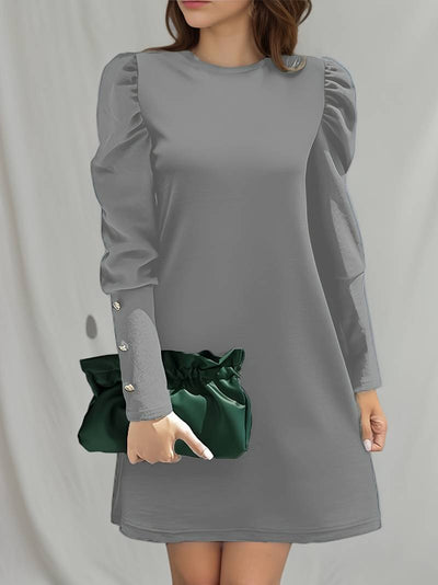 Aiza - Elegantes Kleid mit Puffärmeln und Knopfleiste