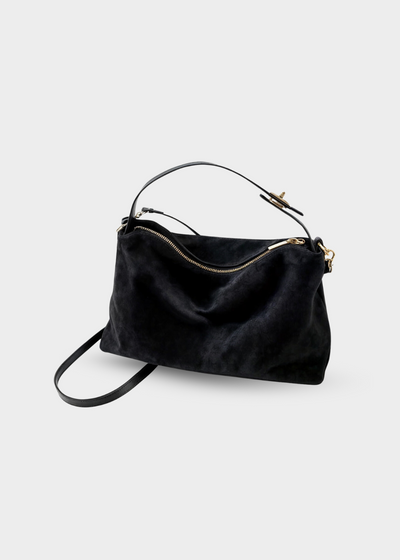 Wildleder Handtasche Damen – Vintage Umhängetasche mit Reißverschluss