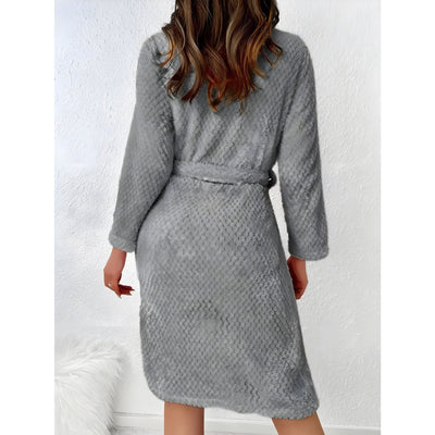 Pernilla Bademantel - Eleganter Fleece-Bademantel in Korallenrosa