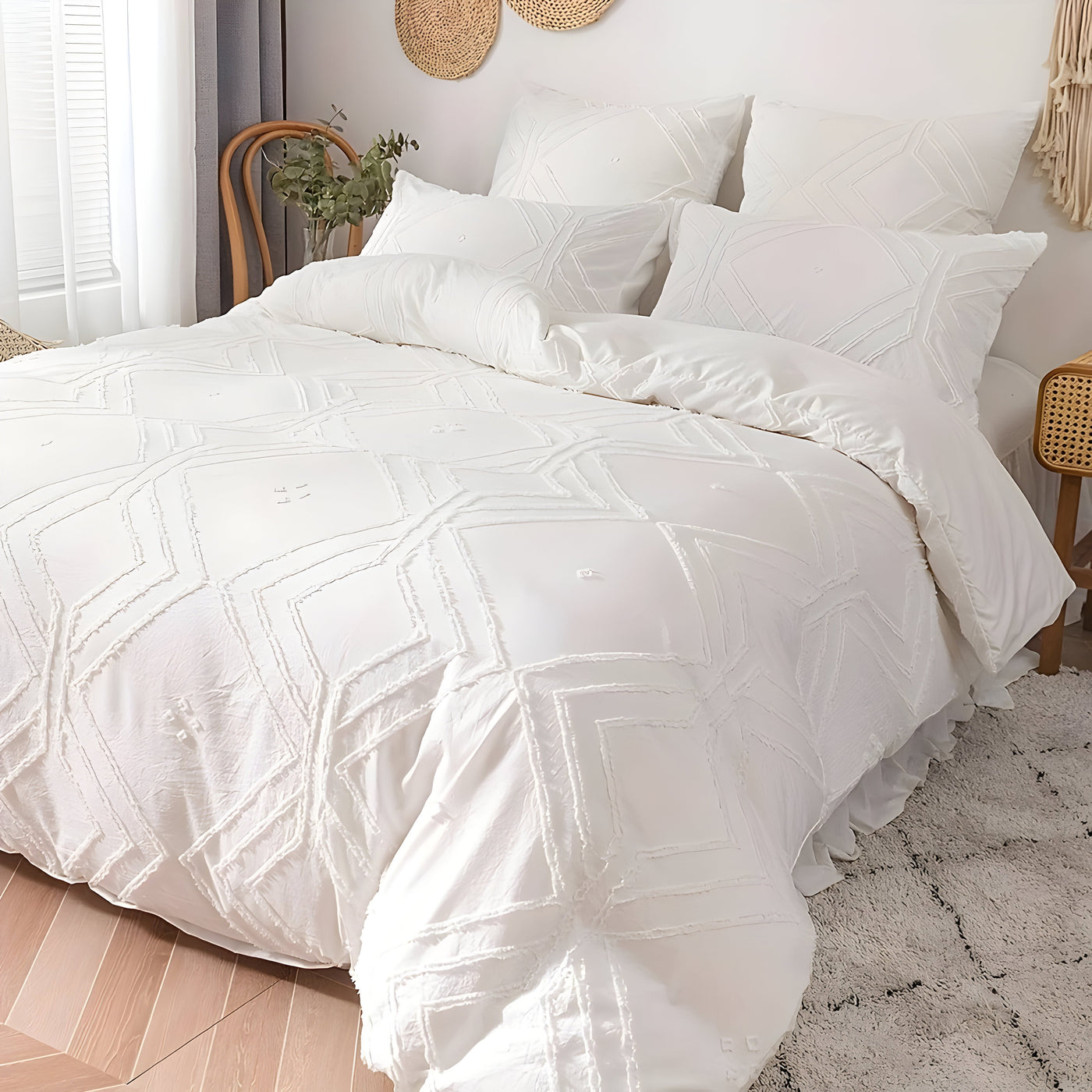 GridLuxe Duvet Set - Ganzjährig Getuftete Gitterbettwäsche