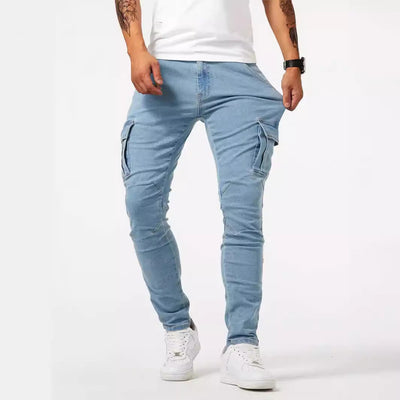 Hellblaue Cargo-Hose aus Stretch-Denim für Herren - Denver