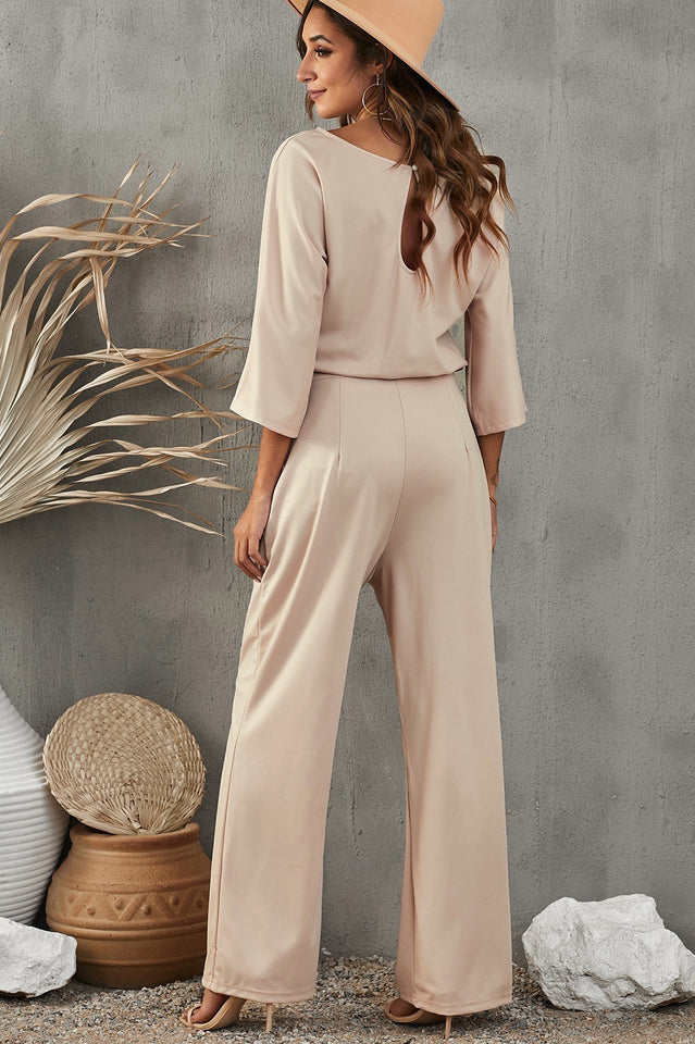 Catalina - Damen Leinen Jumpsuit – Weite Beine & Gürtel