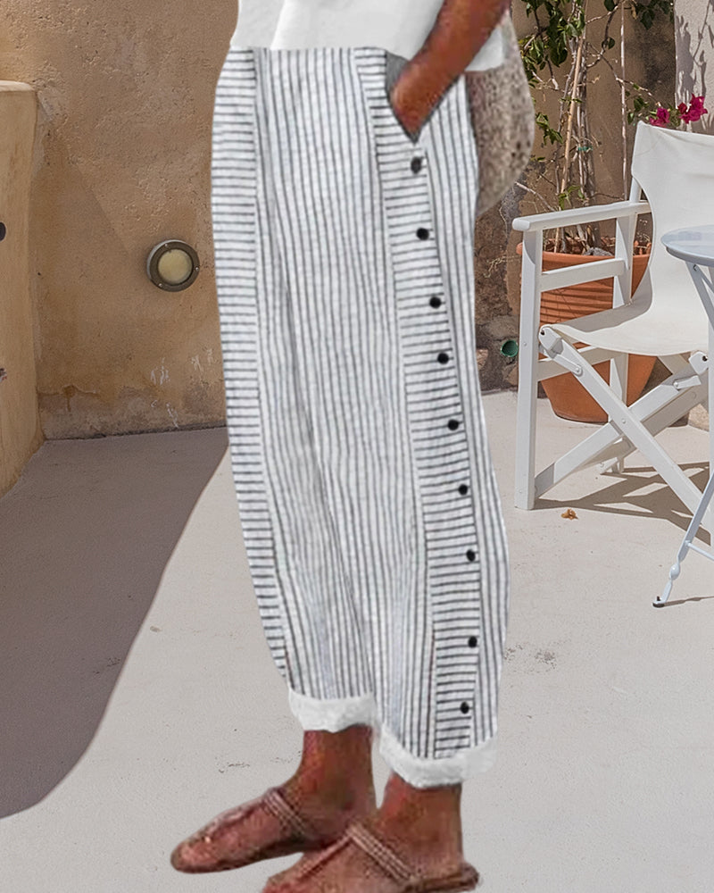 Kurze Sommerhose für Damen – Gestreift – Lässig