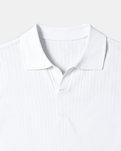 Herren-Poloshirt aus Rippstrick – Offener Kragen, Slim Fit