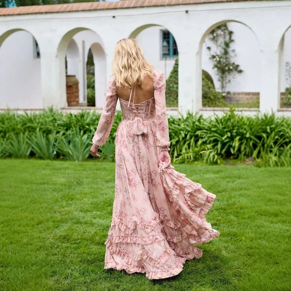 Isis - Trägerloses Kleid mit Blumendruck Einzigartig