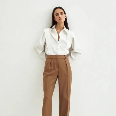 Oberteil mit V Ausschnitt und Ballonärmeln für Frauen