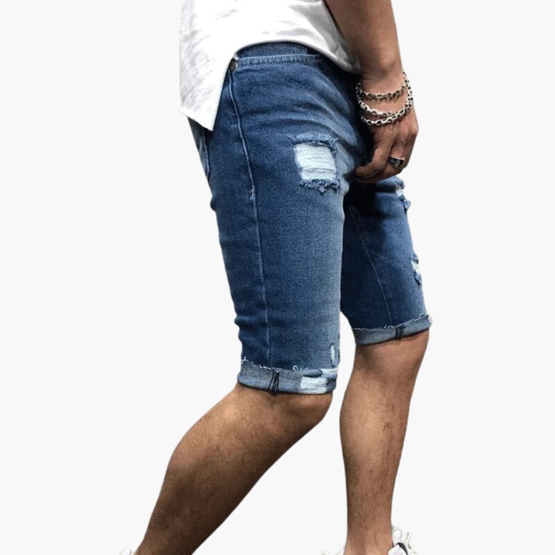 Herren Jeansshorts mit Raw Saum und Slim Fit Passform