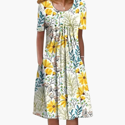 Blumen Kleid - Für Damen mit Taschen & Entspannter Passform