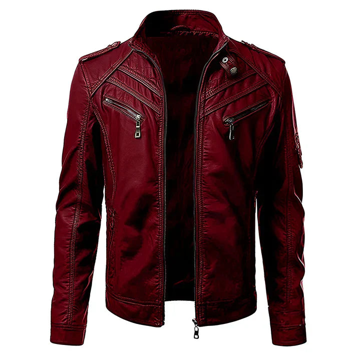 Herren Stilvolle Premium Bikerjacke | Mehrere Taschen