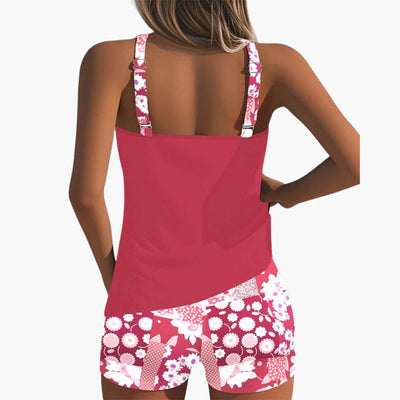 Damen Tankini-Badeanzug-Set mit Blumendruck und Racerback-Ausschnitt
