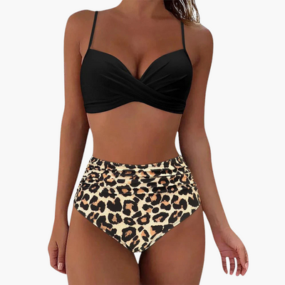 Zweiteiliges Bikini-Set - Damen Bademode mit Blumenprint & Bund