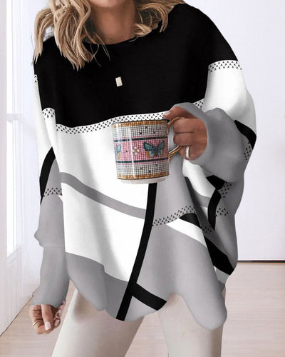 Pullover in lockerer Passform mit Kontrastfarbe für Frauen