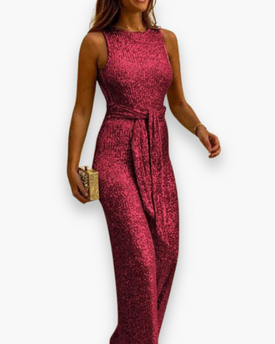 Damen Eleganter Glitzer Jumpsuit | Festlich Hochzeitsmode