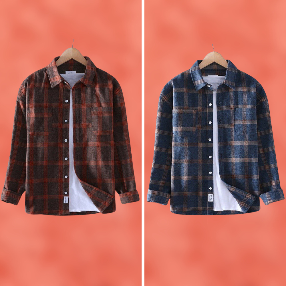 Erwann- Kariertes Overshirt in Rostbraun