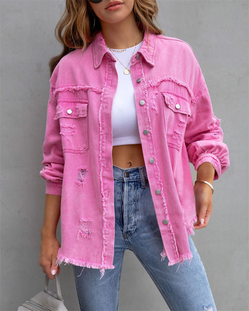 Bunte Jeansjacke mit verspieltem Charme für Damen