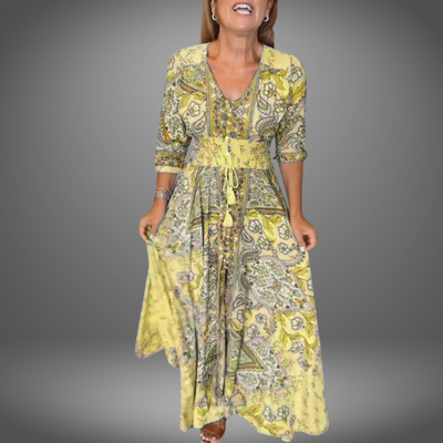 Viktoria©️ | Festliches Kleid mit V-Ausschnitt und Dreiviertelärmeln