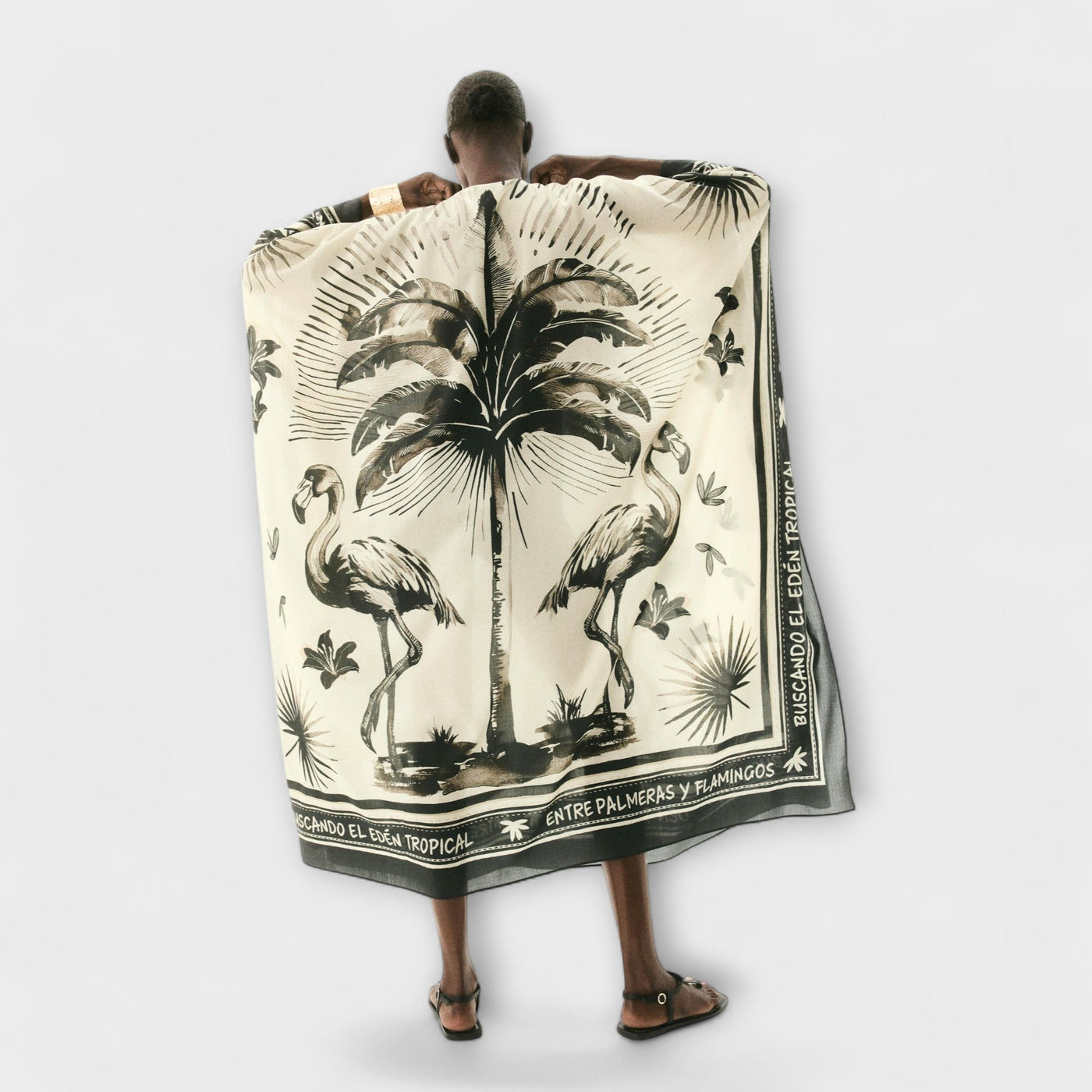 Melissa - Oversized Flamingo Print Maxi Kaftan Dress