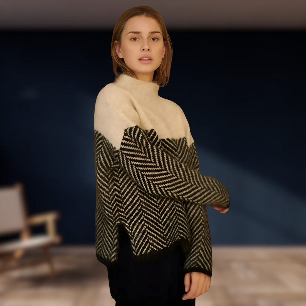 MARY - Zweifarbiger Oversize-Pullover