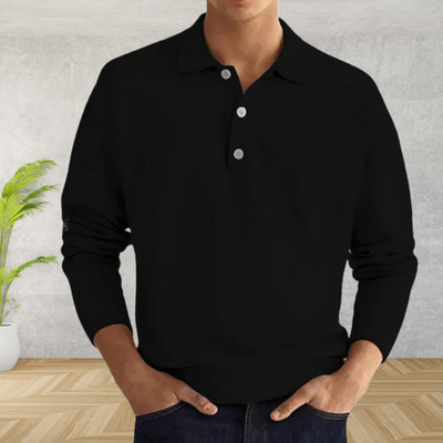 Tobyas - Schwarzes Langarm-Poloshirt