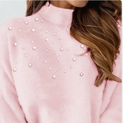 Linaelle - Gelber Pullover mit Perlen – Strahlend, weich & voller Charme