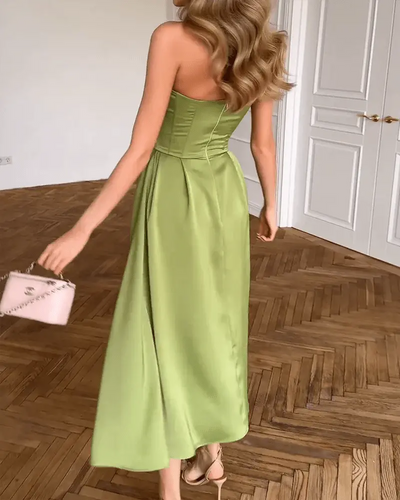 Elegantes Trägerloses Maxikleid – Fließend, Abendkleid, Stretch