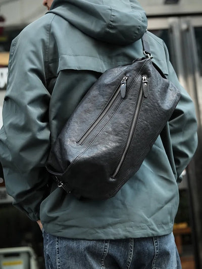 Herrenrucksack mit diagonalen Reißverschlüssen im urbanen Stil - Gael