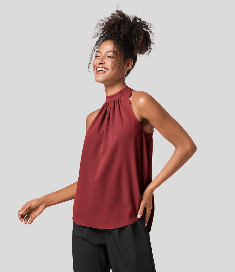 Haltertop mit minimalistischem Stil und seidigem Stoff für Frauen
