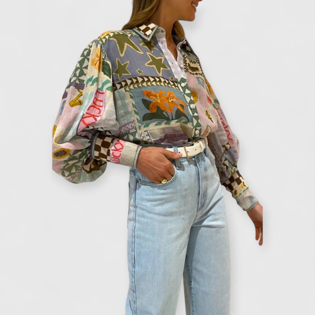 Clara | Nostalgisches Shirt mit Blouson-Ärmeln