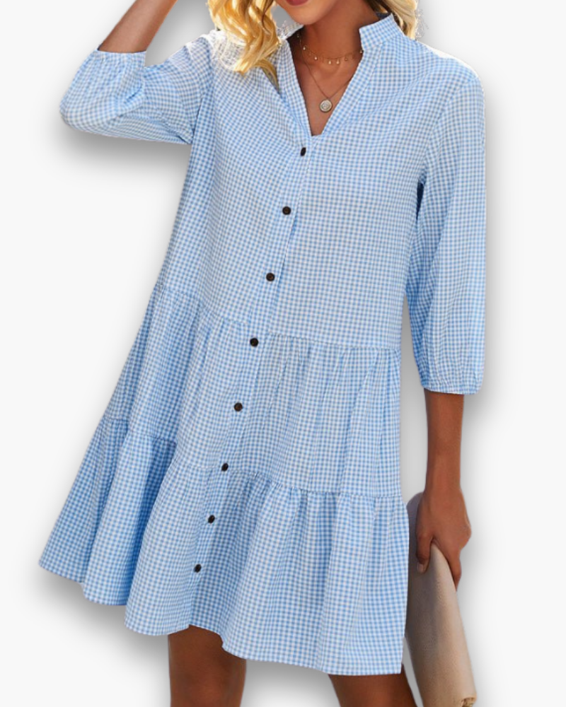 Damen Fließendes Kariertes Kleid | Midi