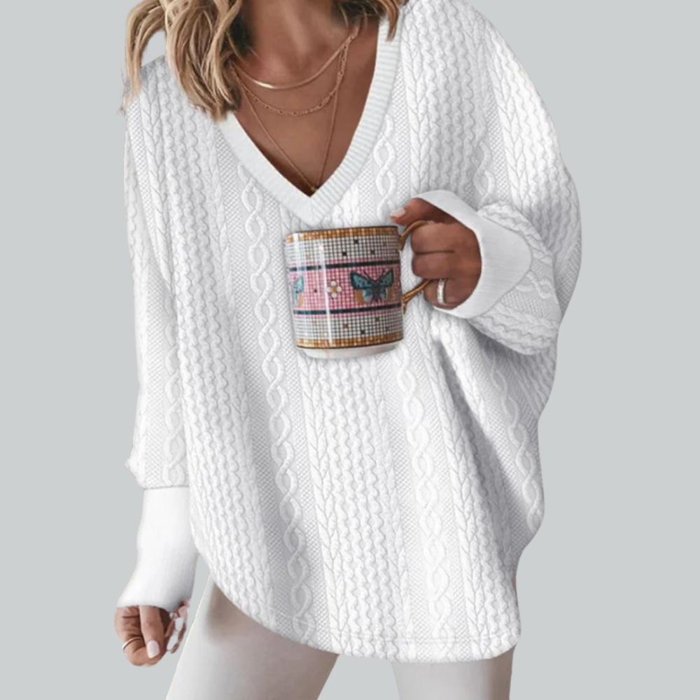 Maeve - Oversize-Zopfpullover mit V-Ausschnitt