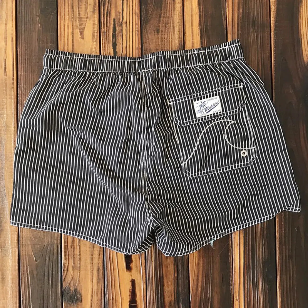 Herren Badeanzug kurz vertikale Streifen blau und weiß - Oceanix