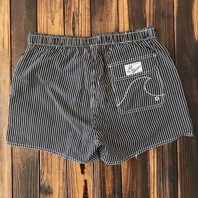 Herren Badeanzug kurz vertikale Streifen blau und weiß - Oceanix