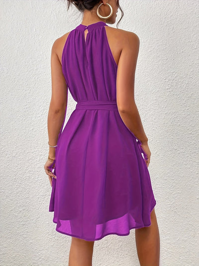 Ärmelloses Kleid mit Neckholder-Ausschnitt, lockere Passform, Farbe Schwarz