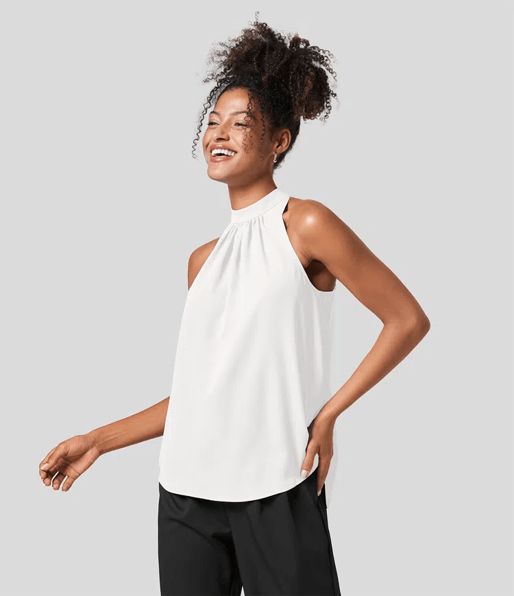 Haltertop mit minimalistischem Stil und seidigem Stoff für Frauen