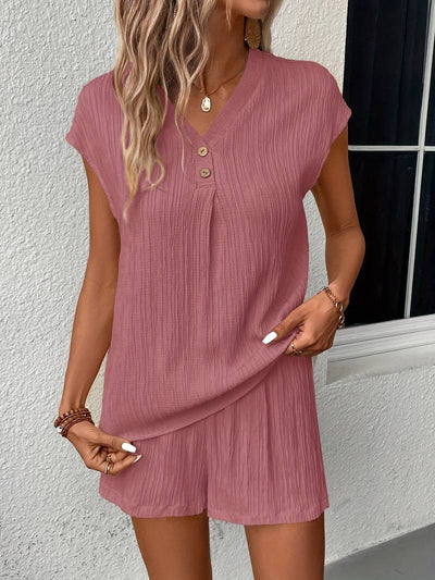 Elisa | Sommerliches Zweiteiler-Set mit Struktur und V-Ausschnitt