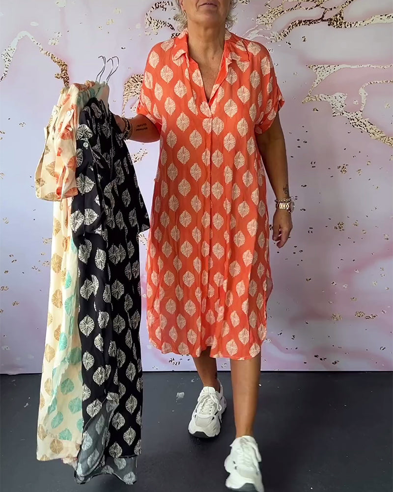 Marianne® | Lockeres Sommerkleid mit Reverskragen und kurzen Ärmeln