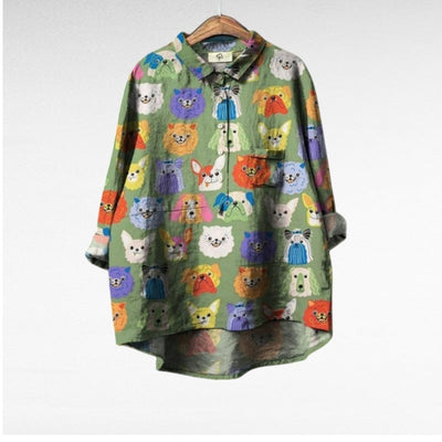 Mayfair™ | Exklusive Damenbluse mit Hundeprint