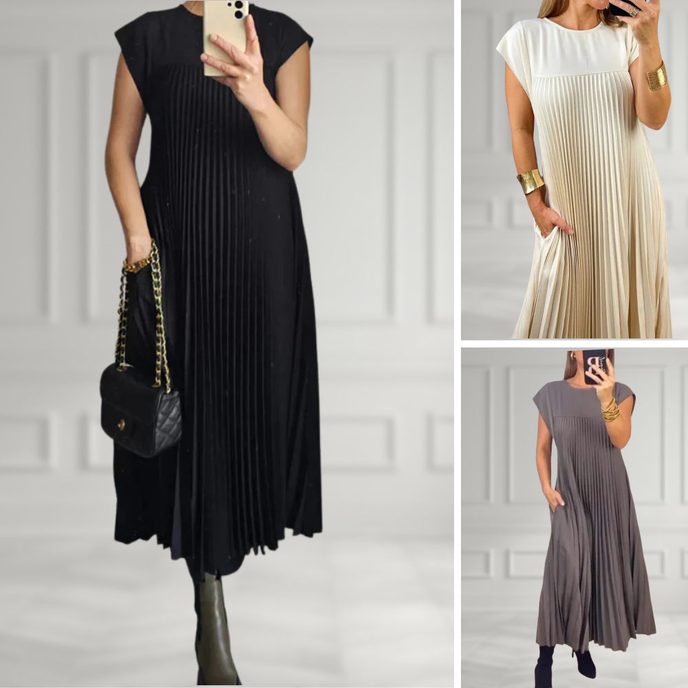 Ellahe | Plissiertes Maxikleid in Anthrazit