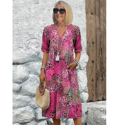 Elegantes Sommerkleid Mit V Ausschnitt Für Damen | Midi