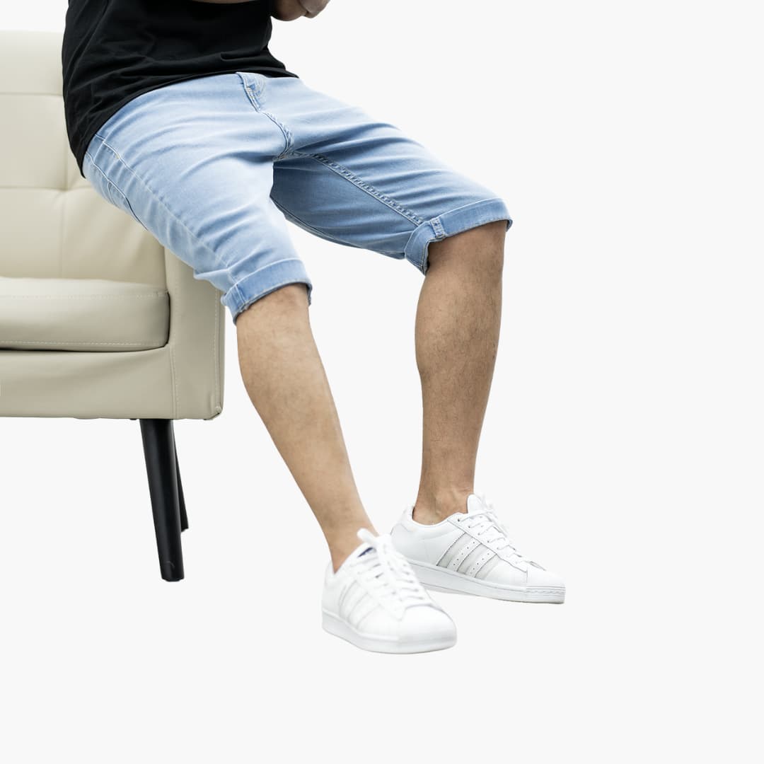 Herren Sommer Bermuda Shorts aus Denim mit Umschlag und Reißverschluss
